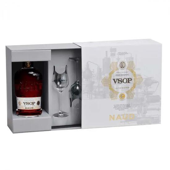 Cognac Naud VSOP cu 2 Pahare, 40%, 0.7L