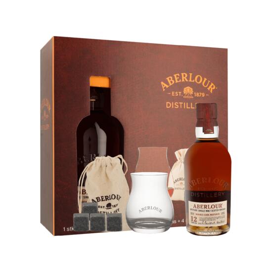 Aberlour Single Malt Scotch Whisky cu Pahar si 4 Pietre de Whisky, 12 Ani, 40%, 0.7L