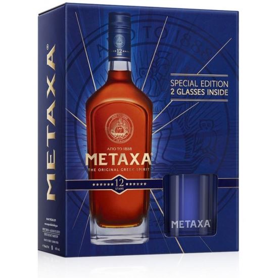Metaxa 12 Stele, 40%, 0.7L, cu 2 Pahare
