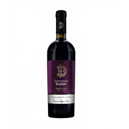 Domeniul Bogdan Syrah&Merlot Premium Organic Demisec, 14%, 0.75L